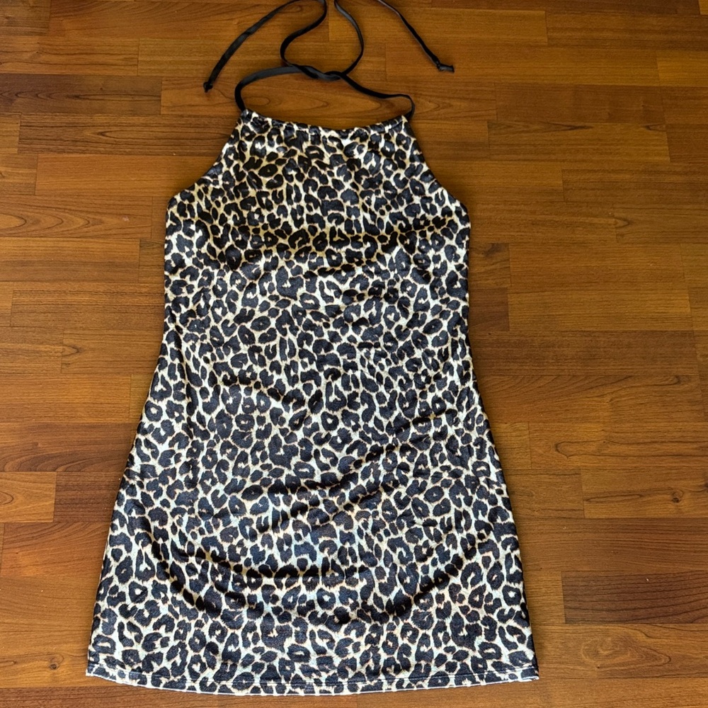 Leopard Print Halter Dress